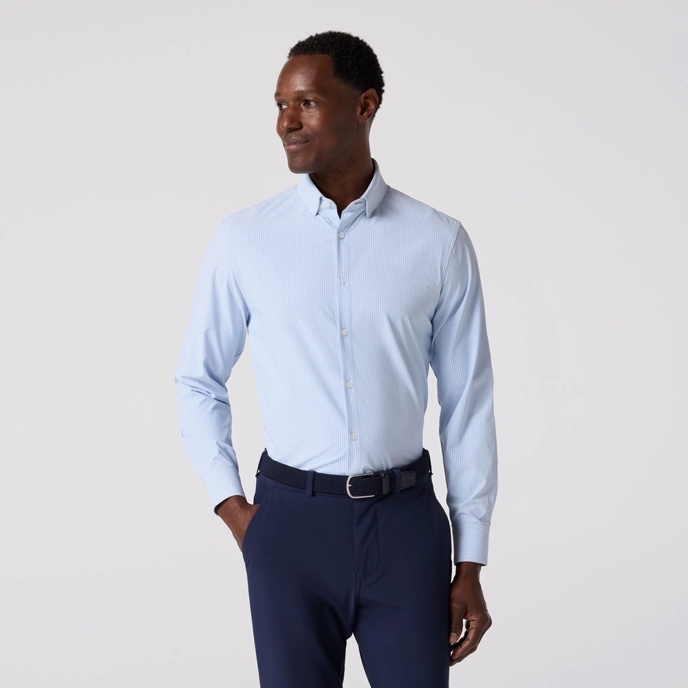 Mizzen+Main Blue & White Striped Dress Shirt, Men’s